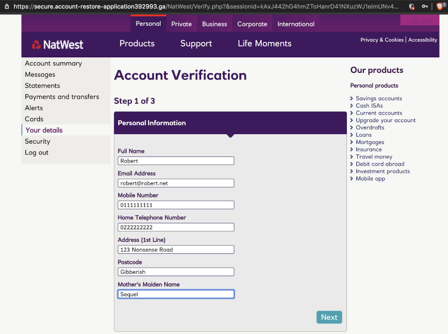 A Case of NatWest Phishing